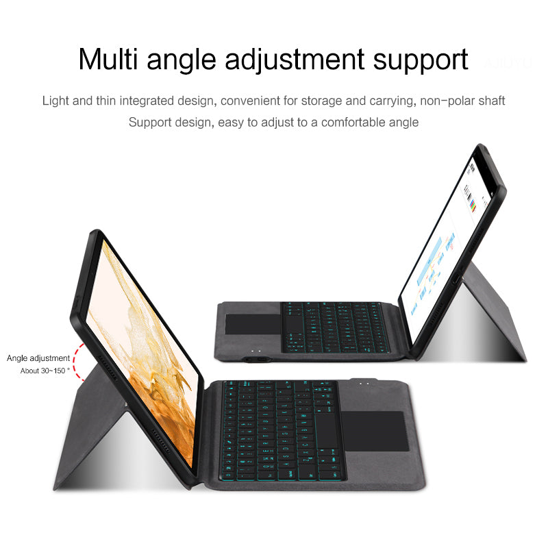 Pro Samsung Galaxy Tab S8 Touchpad Bluetooth kryt klávesnice s podsvícením a nárazuvzdorným koženým pouzdrem na tablet Pro Samsung Galaxy Tab S8 Touchpad Bluetooth kryt klávesnice s podsvícením a nárazuvzdorným koženým pouzdrem na tablet